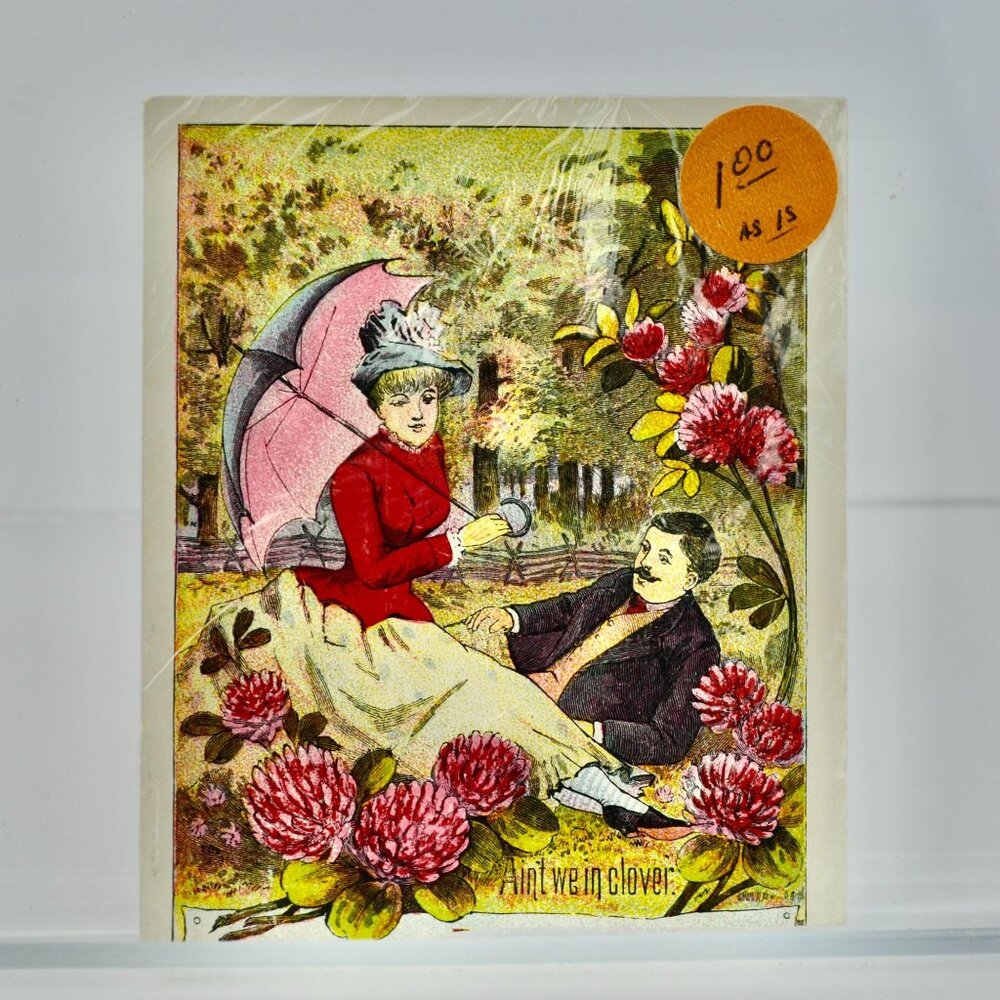 Ain't We In Clover Victorian Trading Card Antique As IS